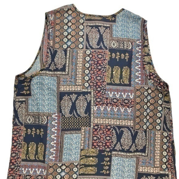 Moa Moa Patchwork Womens Size 1X Multicolor Sleeveless Open Front Long Robe - Picture 5 of 9